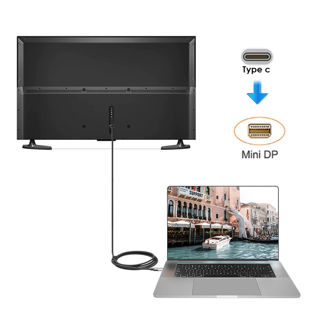 1x To Dp Displayport Usb Type C Thunderbolt 3 1.8m