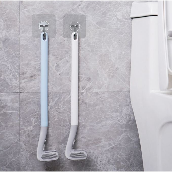 Chổi cọ Toilet Silicon thông minh 2021 siêu rẻ tặng quà treo tường, đầu thuôn nhỏ dễ dàng cọ sạch, chống xước bồn cầu