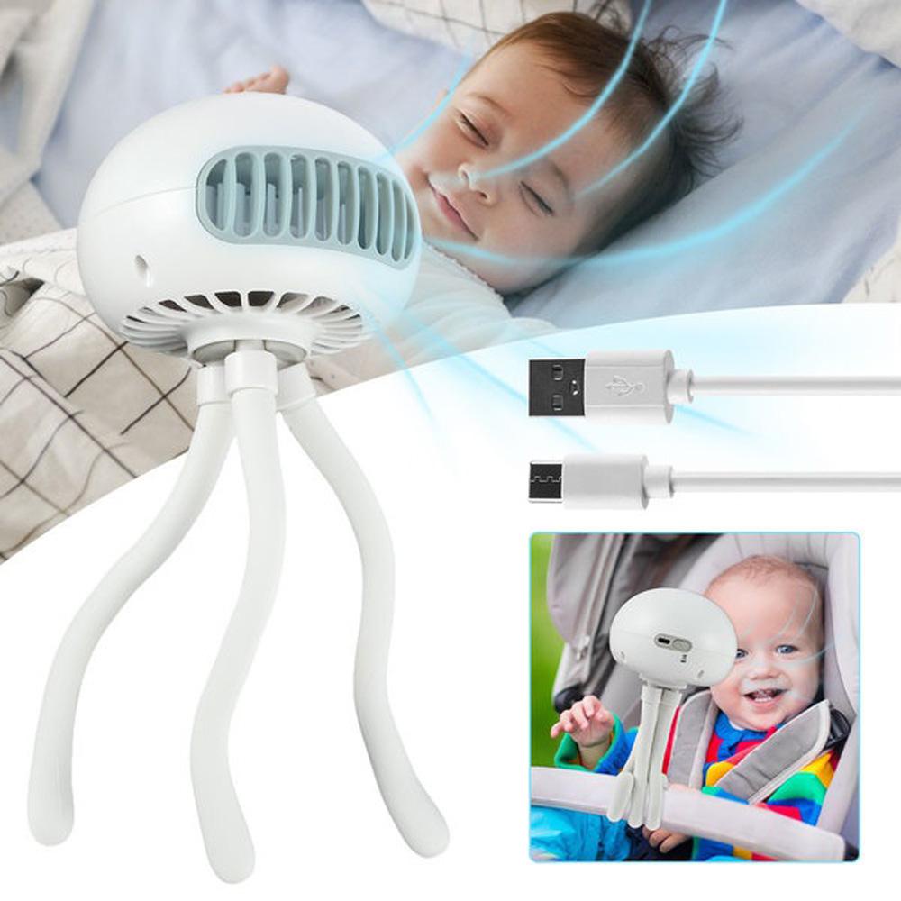 Quạt Làm Mát Mini Linh Hoạt Di Động Gắn Xe Đẩy Em Bé