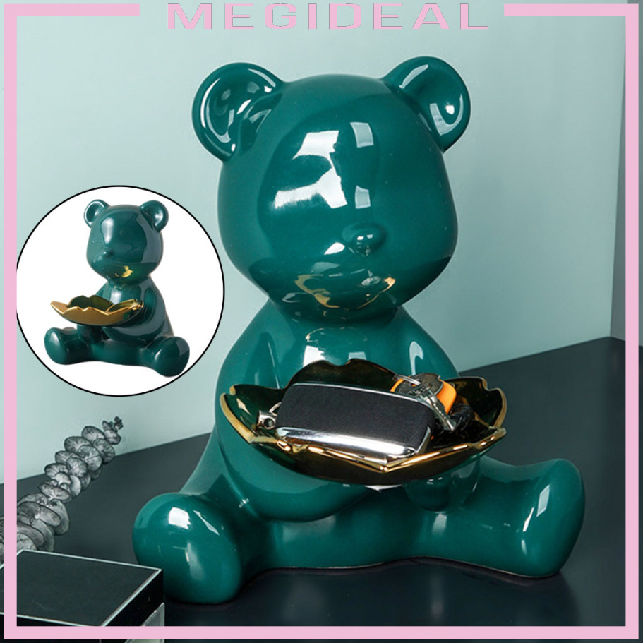 [MEGIDEAL]Modern Key Storage Bear Figure Statue Figurine for Candy Container Holder Pine