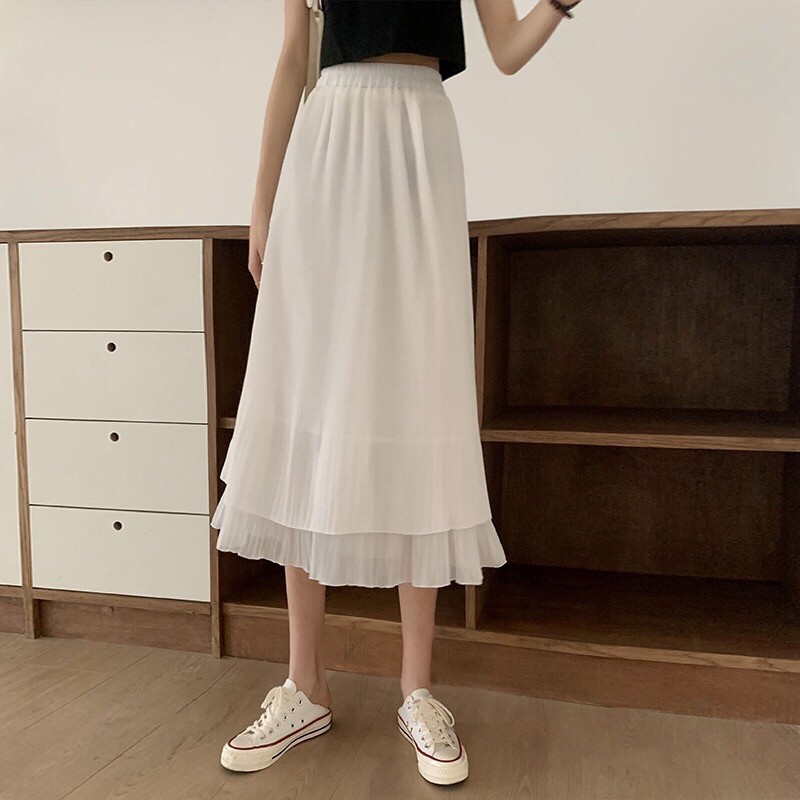 Chân váy xếp ly 2 tầng,dáng chữ A phong cách Hàn Quốc CV07 | BigBuy360 - bigbuy360.vn