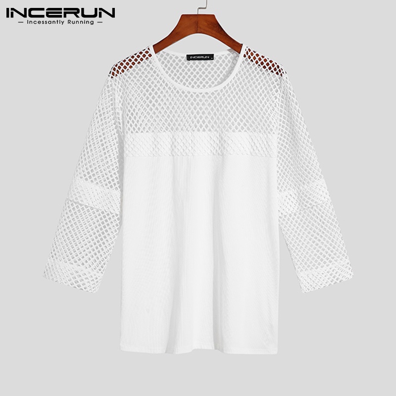 Áo INCERUN màu trắng tay dài thời trang dành cho nam