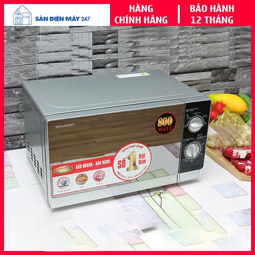 Lò vi sóng Sharp - Chính hãng - Bảo hành 12 tháng | Lò vi sóng cơ 20 Lít | Nút vặn có tiếng Việt