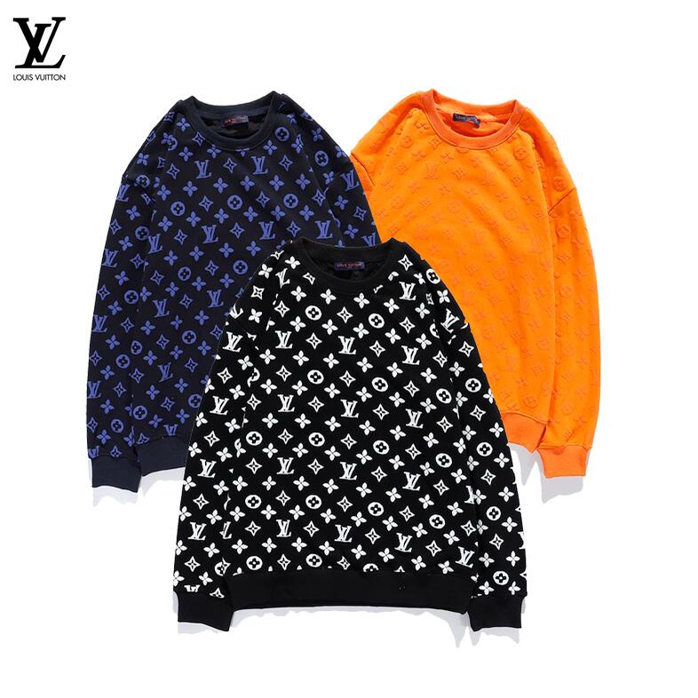 Áo Sweater cotton Cổ Tròn In Họa Tiết LV Thời Trang Cho Nam Nữ