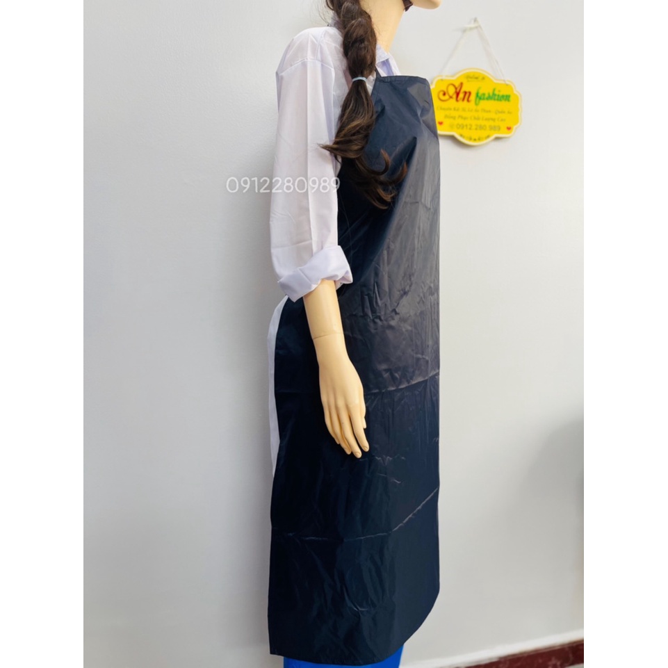 Tạp dề yếm chống thấm nước màu xanh đen, tạp dề thủy sản _ Hình chụp thật