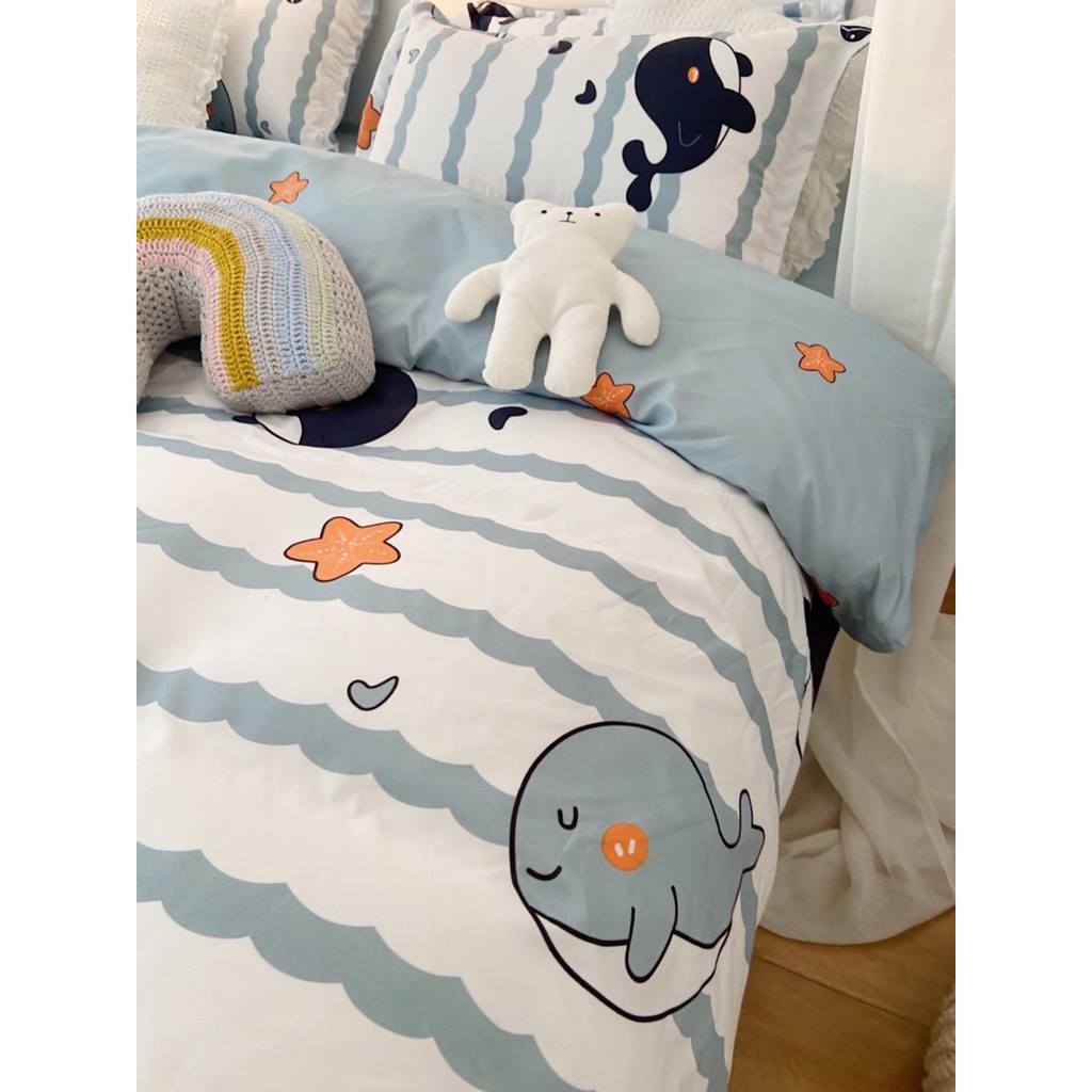 Set chăn ga gối cotton poly - Cá heo đáng yêu ( không kèm ruột ) | BigBuy360 - bigbuy360.vn