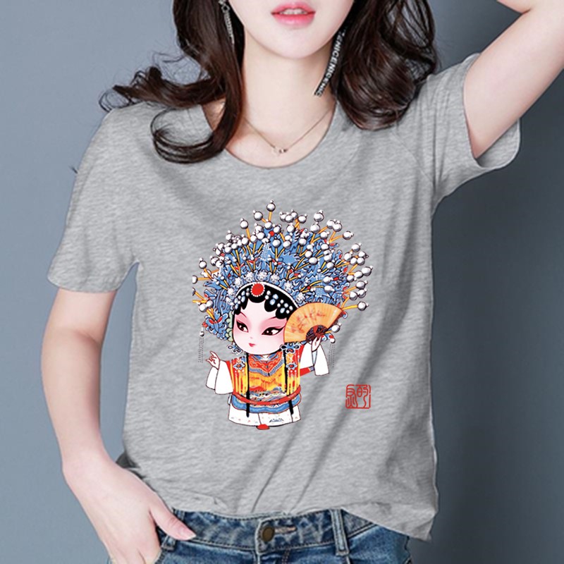 NRVP Áo thun ngắn tay cổ tròn phong cách Trung Quốc thời trang 2021 dành cho nữ