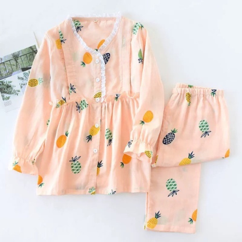 Đồ bộ Pijama dài tay vén ngực cho con bú sau sinh, quần chun chỉnh bụng