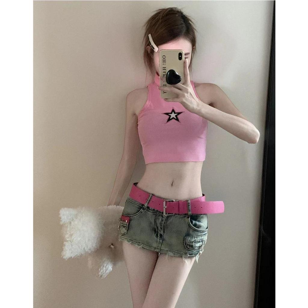 Chân Váy Denim Lưng Thấp Ôm Dáng Phong Cách Retro Mỹ Quyến Rũ Cho Nữ