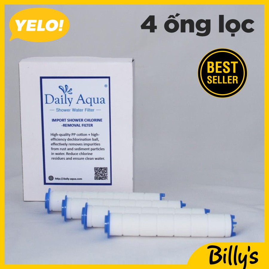 Billy's Daily Aqua Hàn Quốc Bộ Lọc nước dùng cho vòi sen 1 hộp 4 lọc
