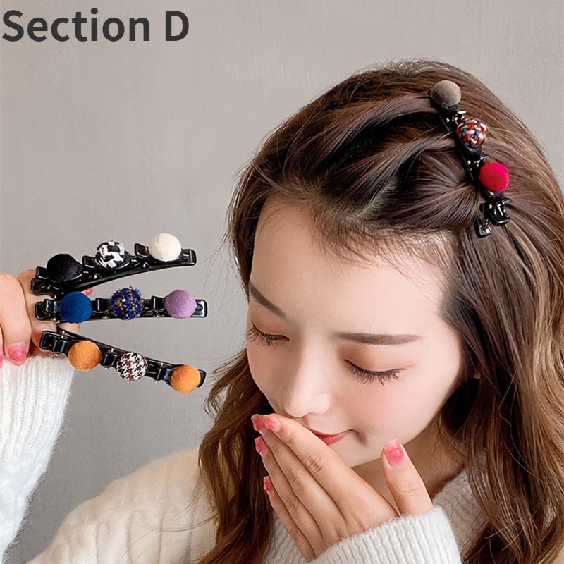 Set 7 Kẹp Tóc Mỏ Vịt Bện Lưới Màu Đỏ Mới