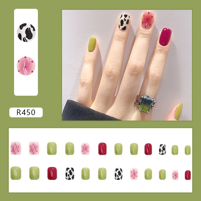 Set 24 móng giả N467 dáng móng ngắn ( Tặng kèm keo và dũa )