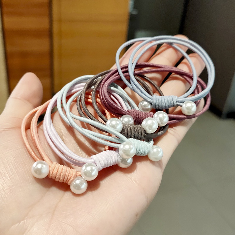 1 Dây Buộc Tóc Co Giãn Đính Hạt Ngọc Trai Kiểu Dáng Mới Dành Cho Nữ