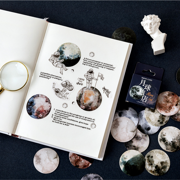 Set 46 miếng dán mặt trăng hình trang trí dễ thương