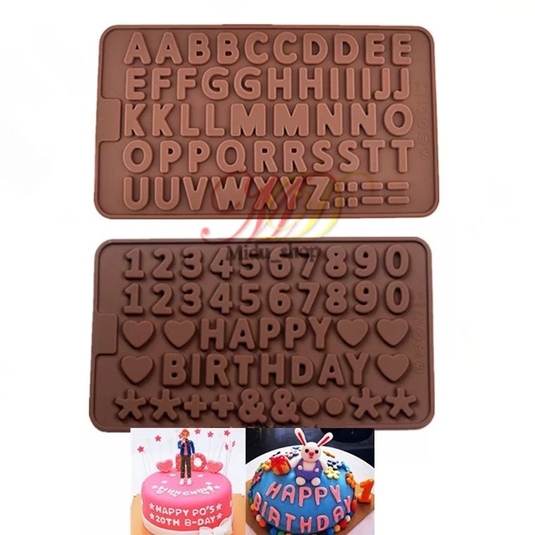 Khuôn silicon chữ cái và số làm socola rau câu fondant chữ trang trí bánh