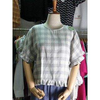 Áo croptop lai bèo tay cánh dơi