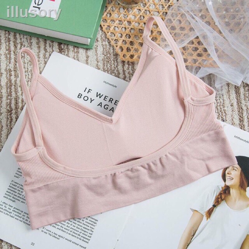 Áo bra len tăm hoa cúc  2 dây lưng dáng chữ U có đệm ngực loại ĐẸP 285