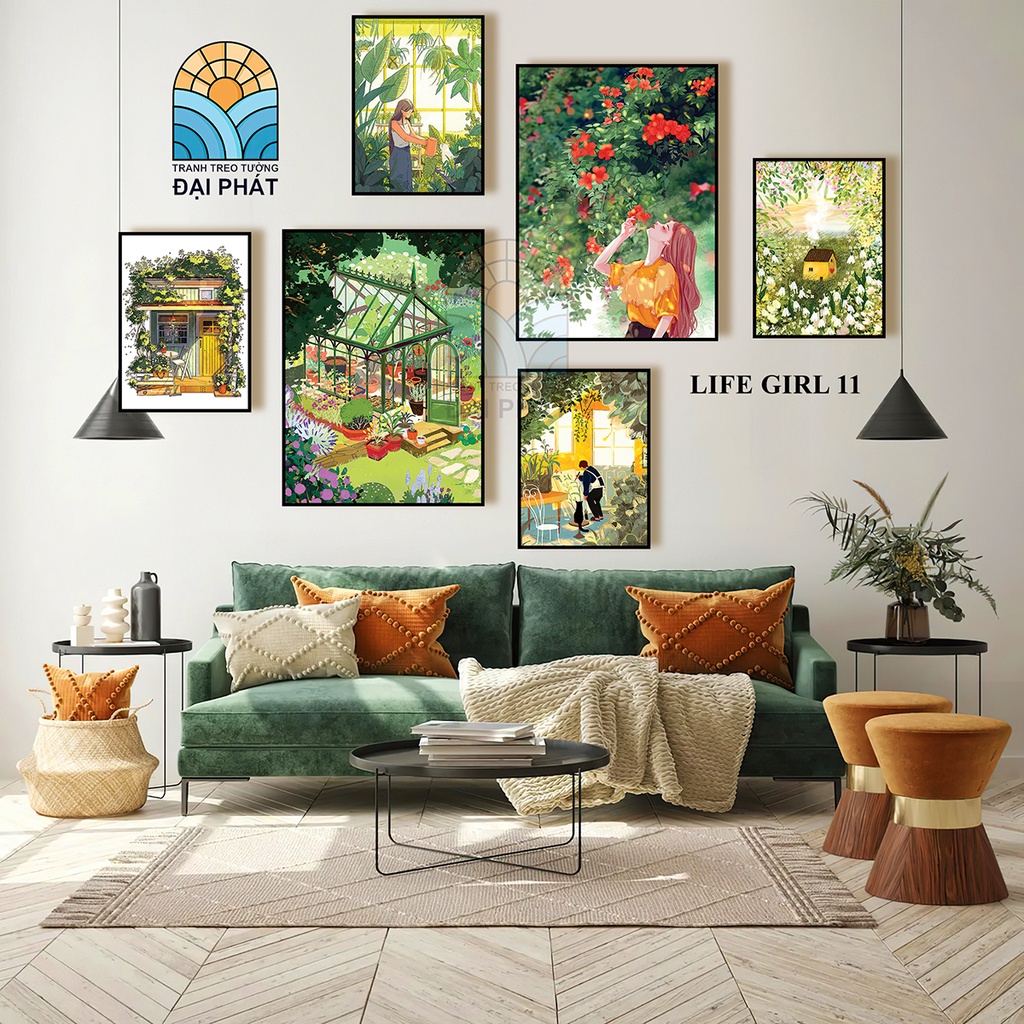 Set 6 tranh treo tường tráng gương cao cấp hiện đại đương đại treo phòng khách- có sẵn khung tặng kèm đinh treo tranh