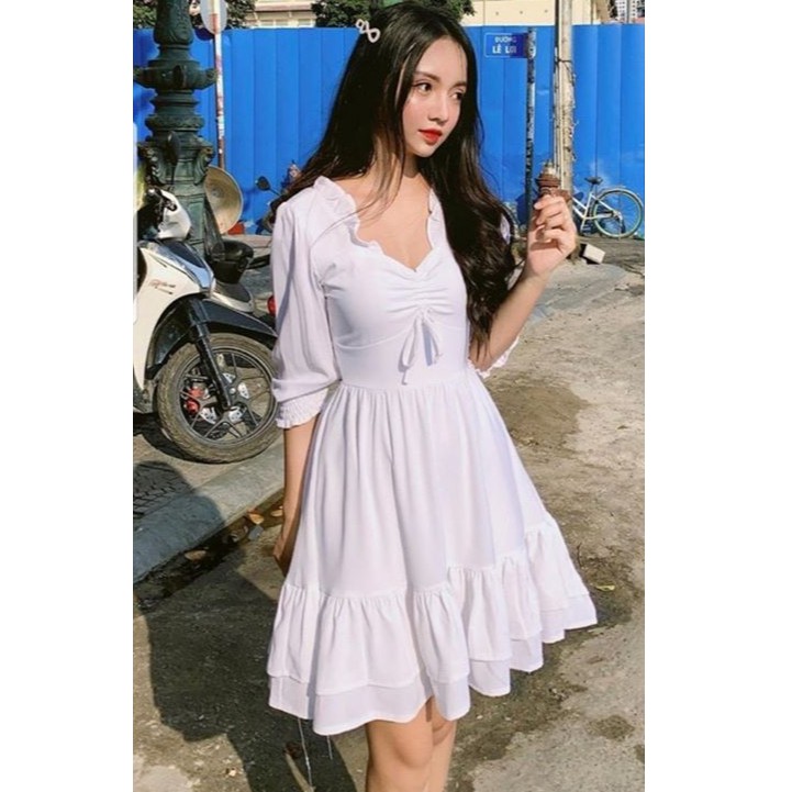 Đầm Dáng Xòe Xếp Ly Tiểu Thư