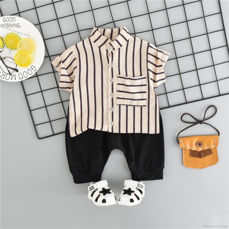Set áo thun sọc ngang + Quần short cho bé trai