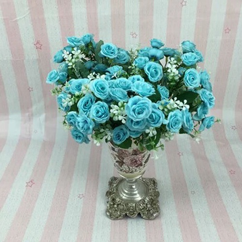 1 Bouquet 5 Branches 15 Heads Artificial Rose Wedding Home Decor Faux Silk Flower