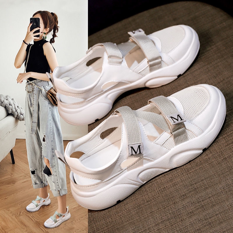 Giày sandal thể thao bít mũi đế bằng thời trang thường ngày mùa hè mới 2020 dễ phối đồ cho nữ