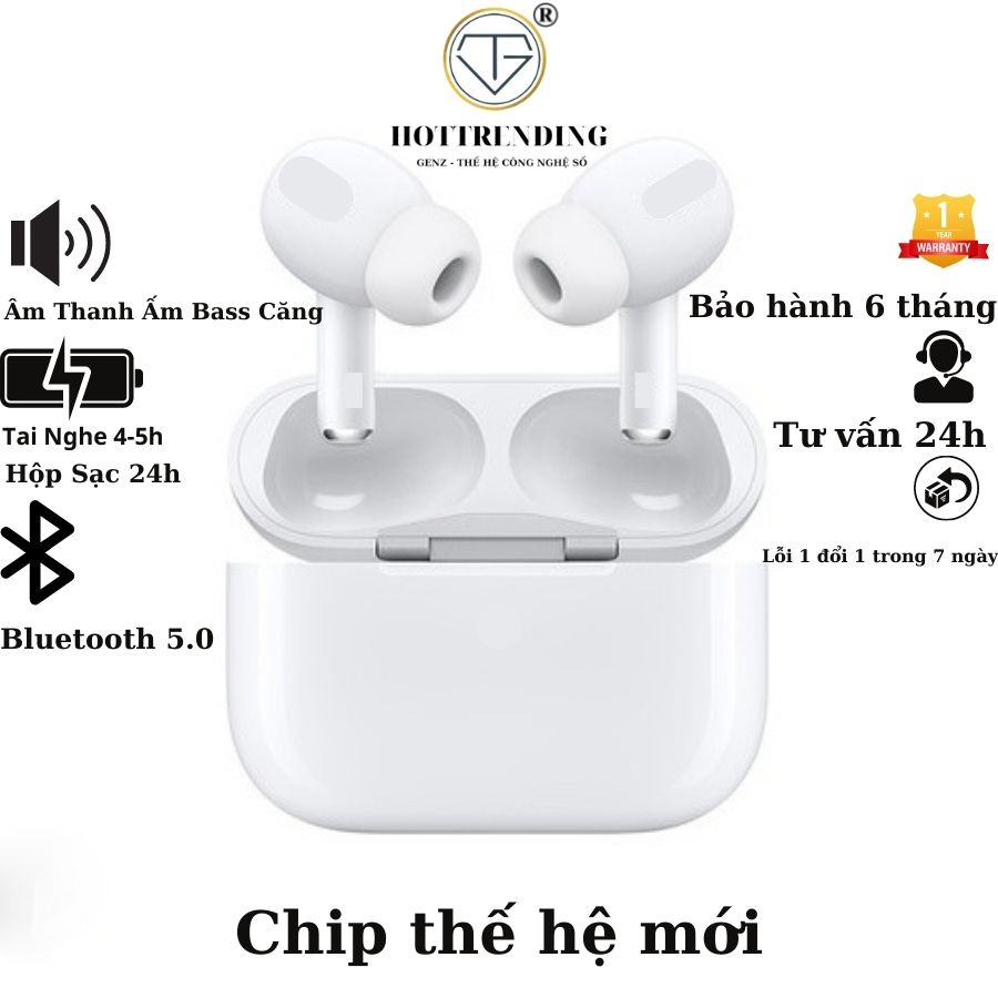 Tai nghe Bluetooth AP PRO thế hệ mới - Cảm ứng - đổi tên - định vị - khử ồn - xuyên âm dùng cho mọi điện thoại