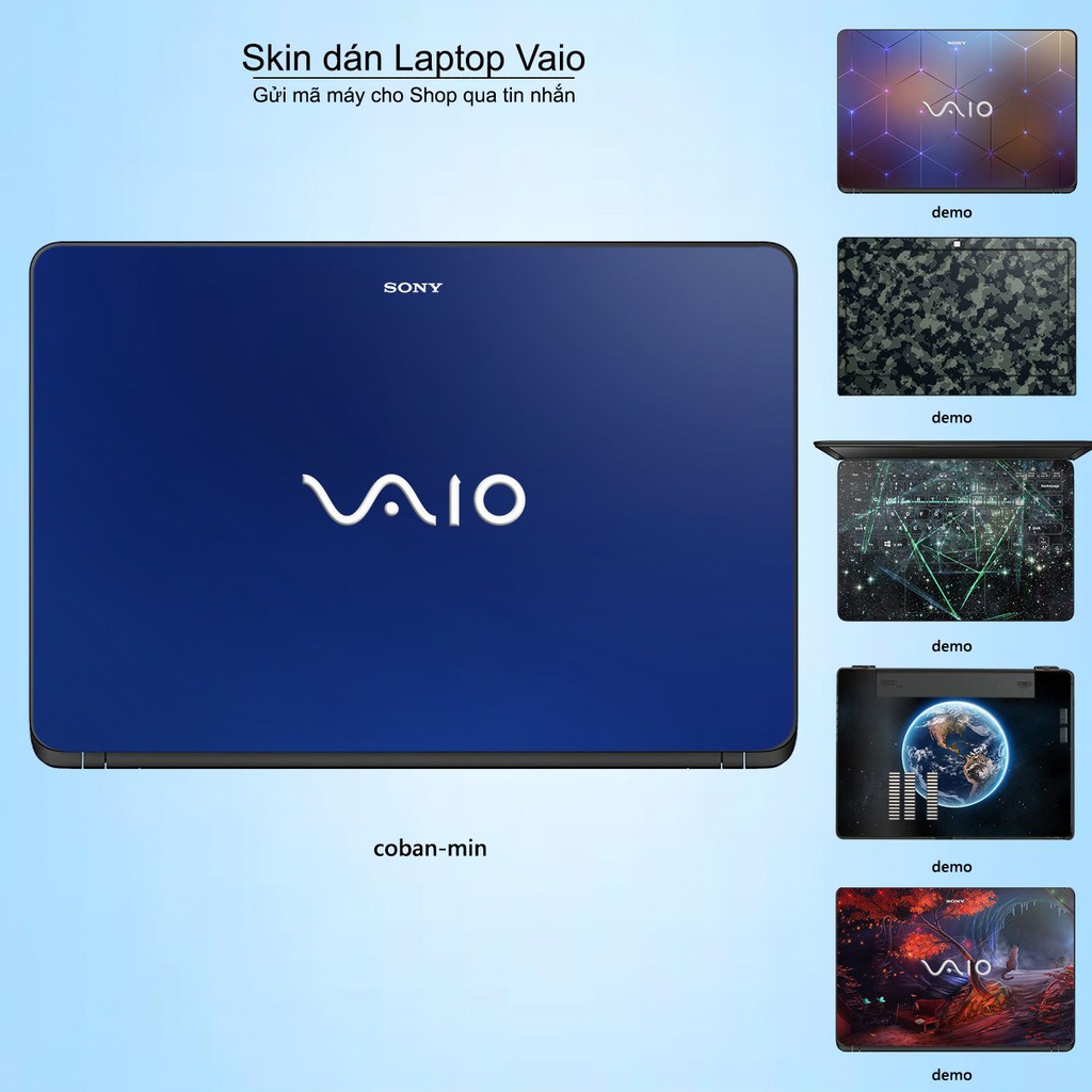 Skin dán Laptop Sony Vaio màu xanh dương coban mịn (inbox mã máy cho Shop)