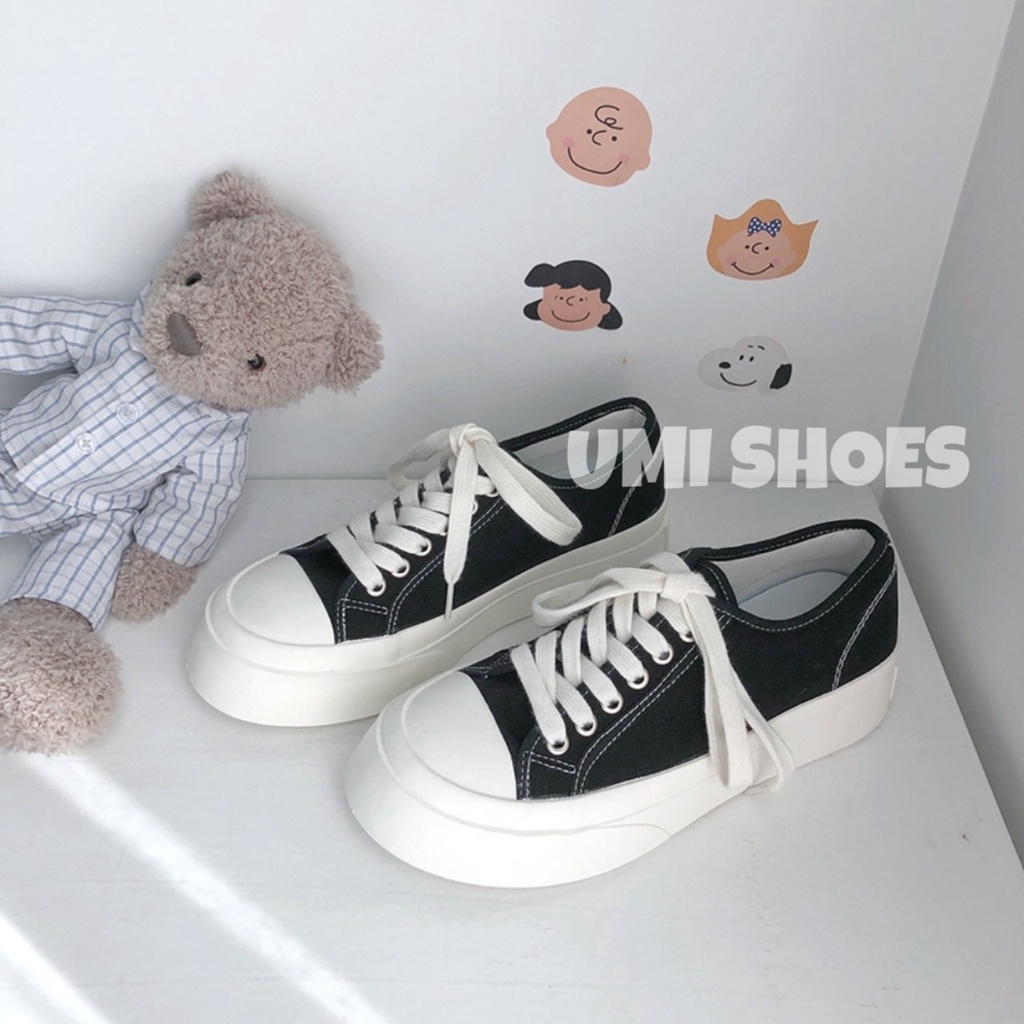 Giày thể thao nữ độn đế 4cm bánh mỳ basic vải canvas bata mới hot phong cách retro ulzzang đẹp cá tính đẹp
