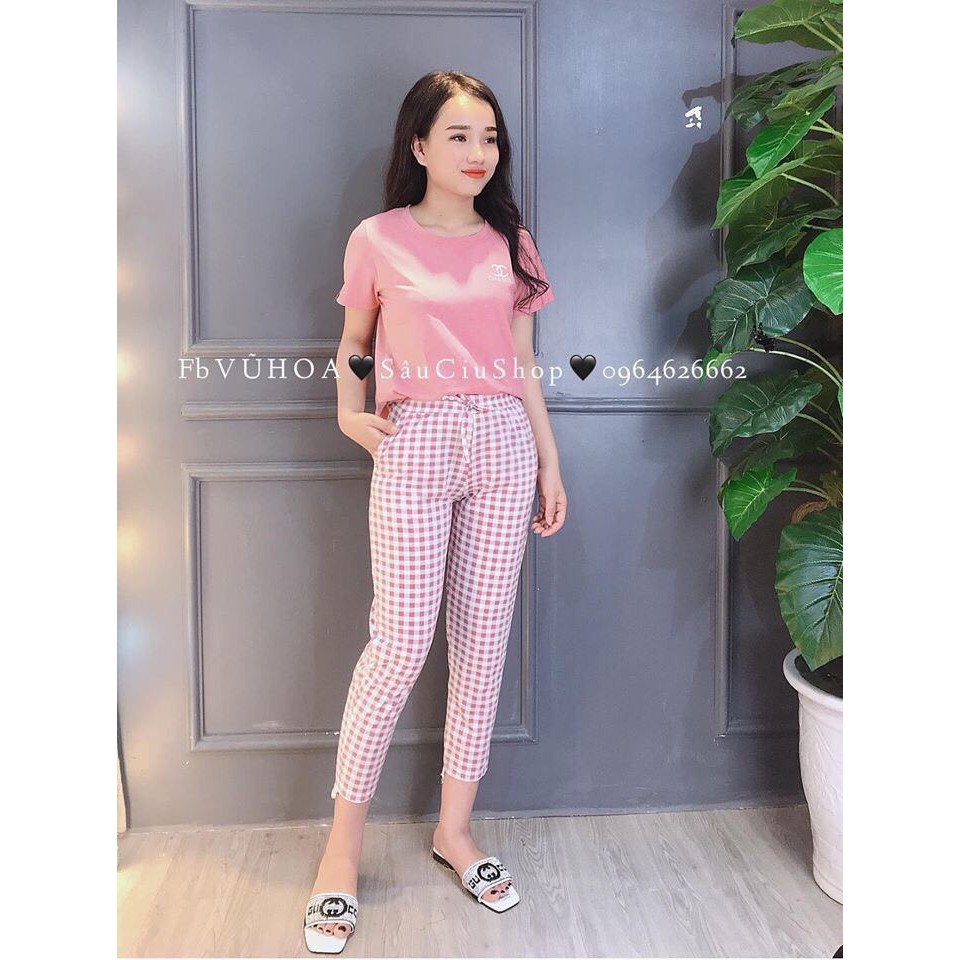 Quần kẻ dáng baggy siêu hot