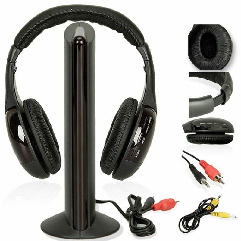 Tai Nghe Bluetooth Hi-Fi Không Dây 5 Trong 1 Cho Tv Dvd Mp3 Pc - Màu Đen