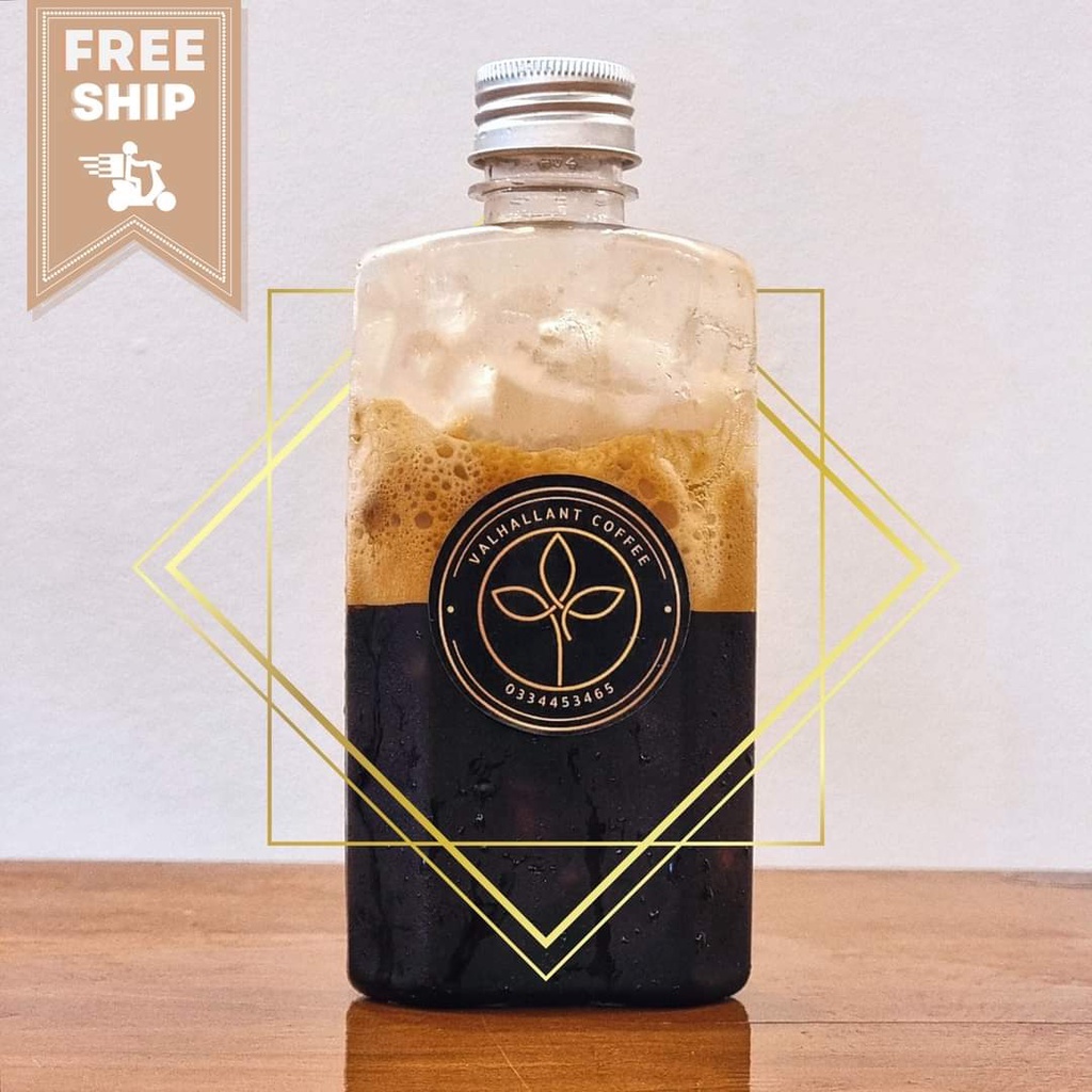 Chai Nhựa Đựng Trà Sữa, Sữa Chua, Cà Phê 330ml Dẹp Nắp Đen, Nắp Nhôm Kim Loại Sang Trọng - nguyenlieutrasuaPSI