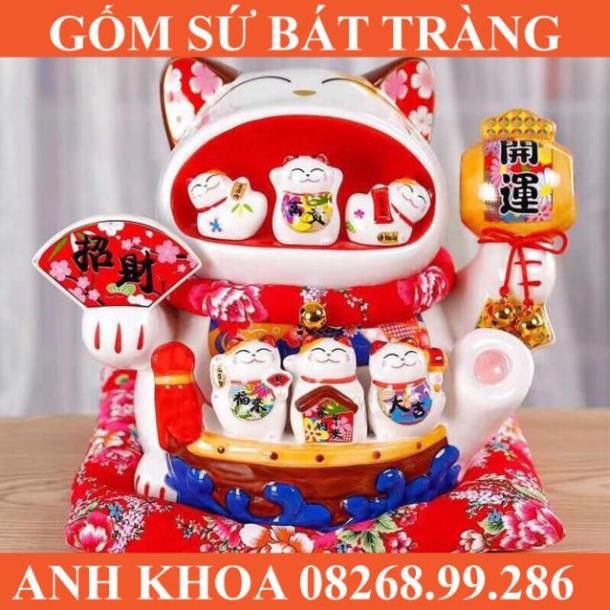 MÈO THẦN TÀI-ĐẠI CHỦY ĐẠI PHÚC  cao 30cm - Gốm sứ Bát Tràng Anh Khoa