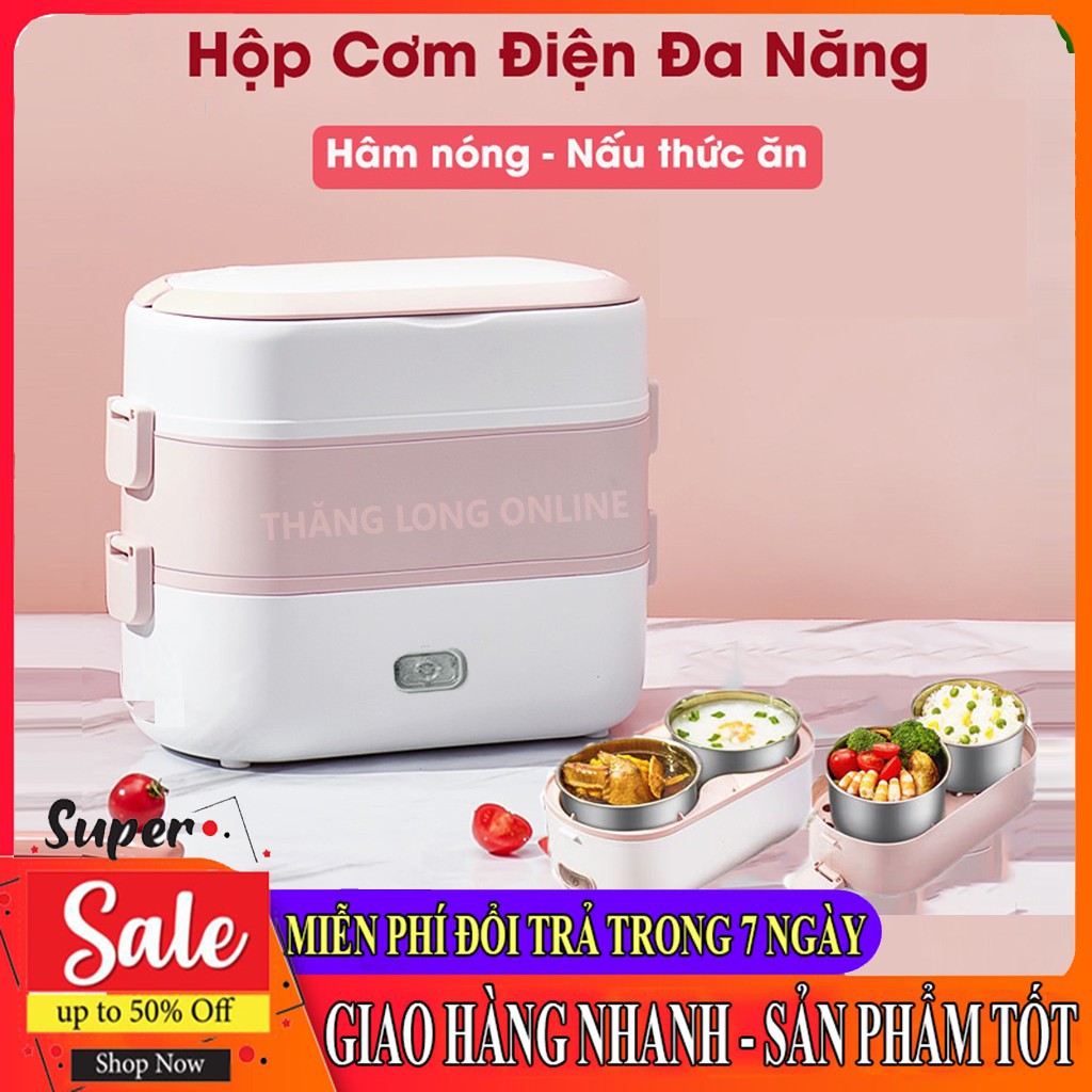 Hộp Cơm Giữ Nhiệt Văn Phòng Đa Năng 3 Tầng 4 Hộp Inox - Hộp Cơm Cắm Điện Tự Hâm Nóng Nấu Chín Thức Ăn