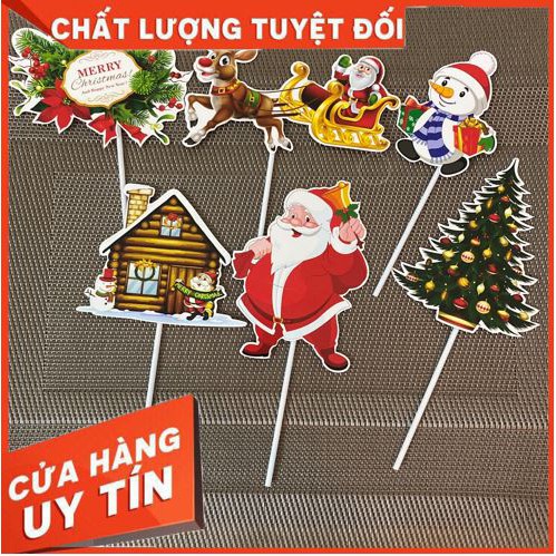 Set thẻ cắm Noel [HÀNG HOT] topper trang trí bánh kem chủ đề về ngày lễ noel đón chào năm mới và bánh sinh nhật dịp noel