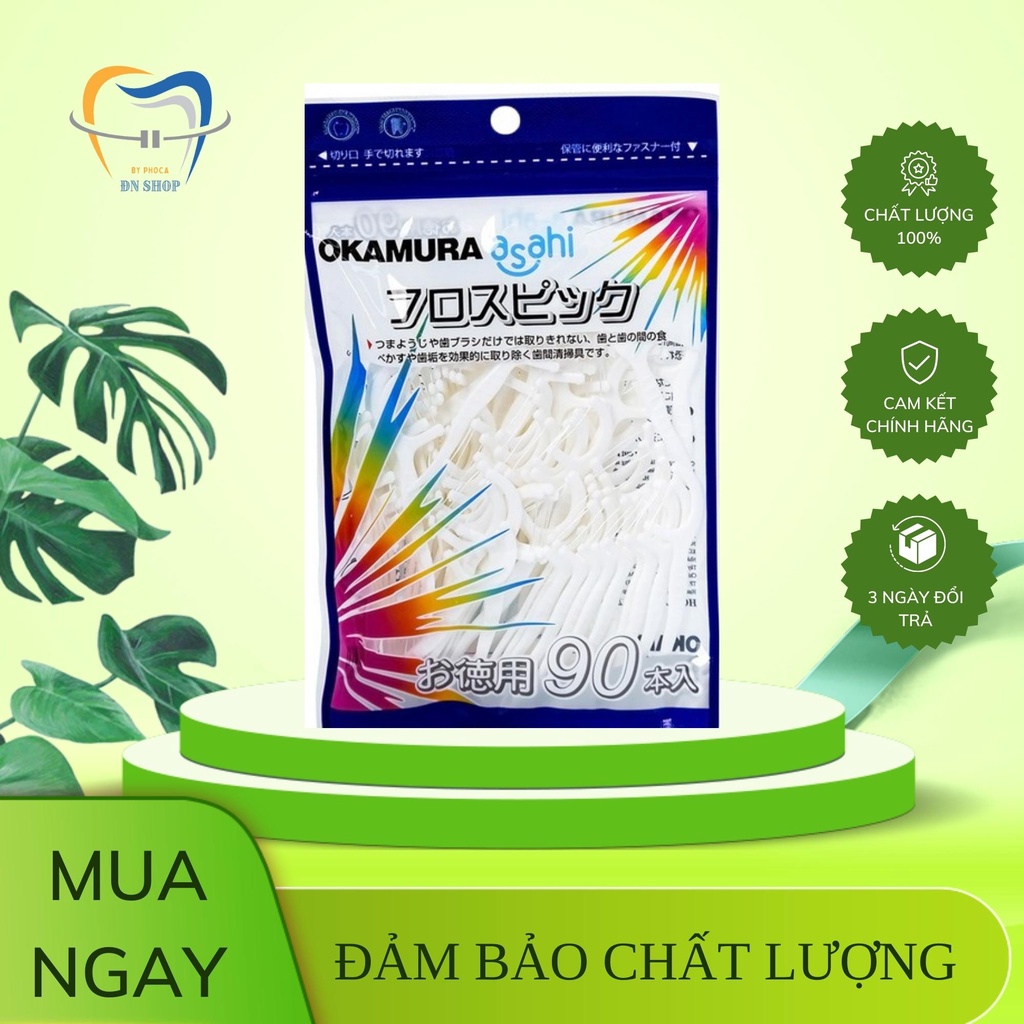 Tăm chỉ kẻ răng nha khoa chất lượng Nhật Bản  okamura Bịch 90 cây
