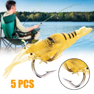 Bộ 5 mồi câu cá giả mềm hình tôm sống động 4cm