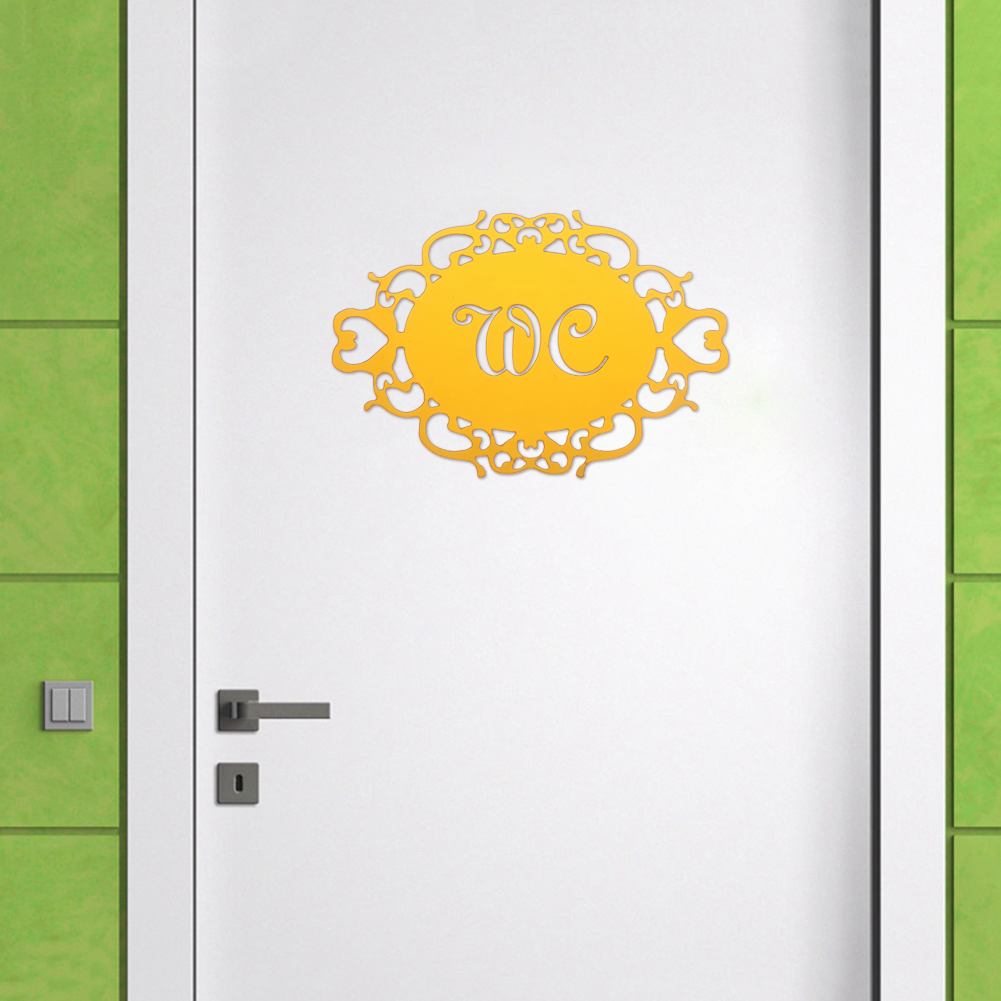 Decal acrylic dán cửa in chữ WC/Toilet/Bathroom cho nhà DIY