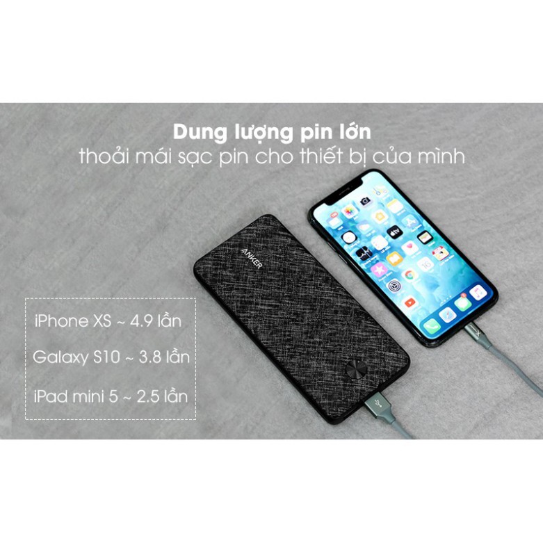 Pin dự phòng 20000 mAh sạc nhanh PD 18W ANKER A1281 PowerCore Essential cho iPhone iPad Samsung IP 8 max plus 11 12 pro