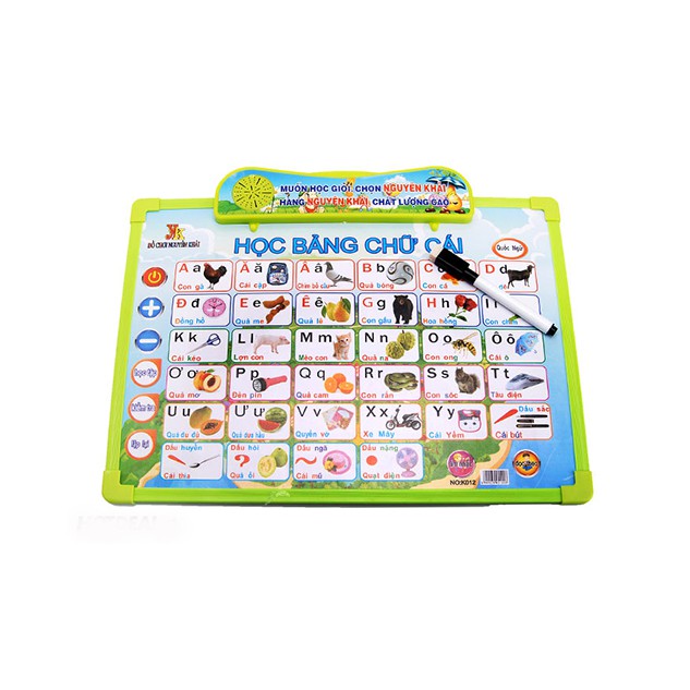 Bảng chữ cái điện tử babysushi gồm 5 tờ 11 chủ đề, bảng chữ cái luyện nghe nói cho bé từ 1-5 tuổi (tặng pin kèm theo)