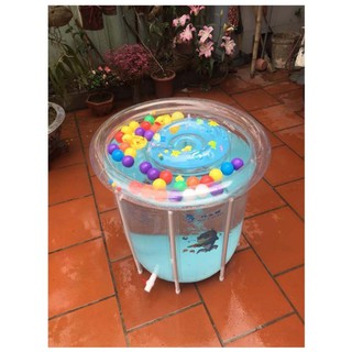 Bể bơi thành cao Dortor Dolphin 80 x 80cm + Free tặng kèm phao đỡ cổ + bơm hơi