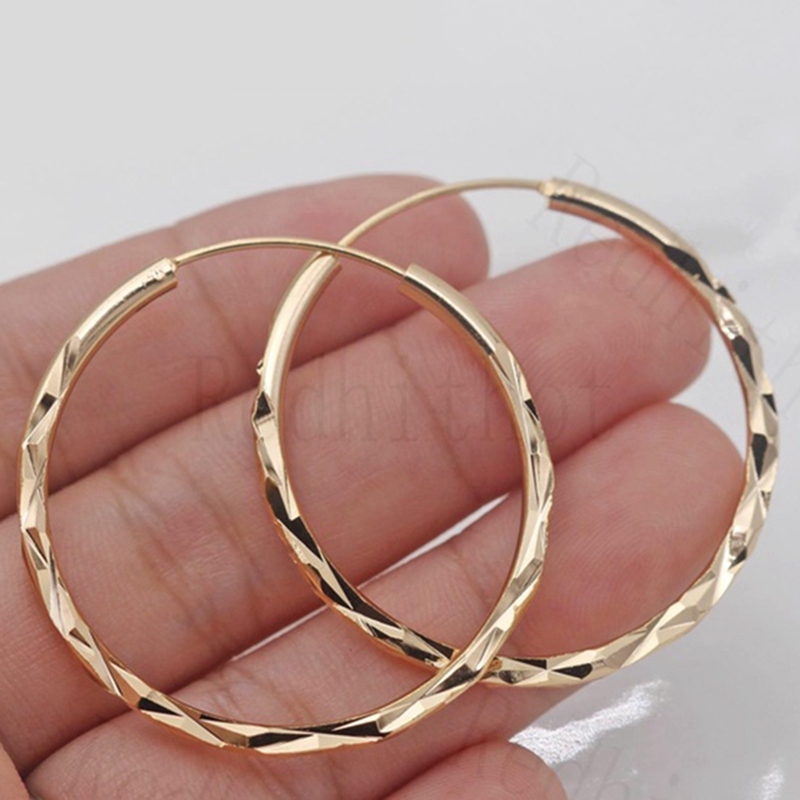 Gold Color  Earrings Big Round Hoop Earrings For Women Circle Woman Ear Studs Jewelry Earring