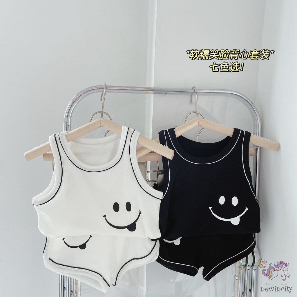 Set Áo 3 Lỗ In Hoạt Hình + Quần Short Kiểu Hàn Quốc Dễ Thương Cho Bé