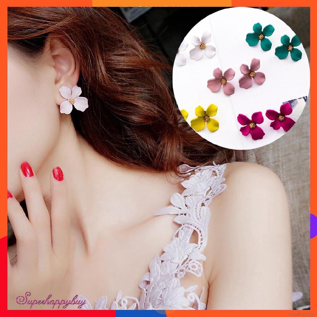 Khuyên tai hình bông hoa đính đá thời trang cho nữ