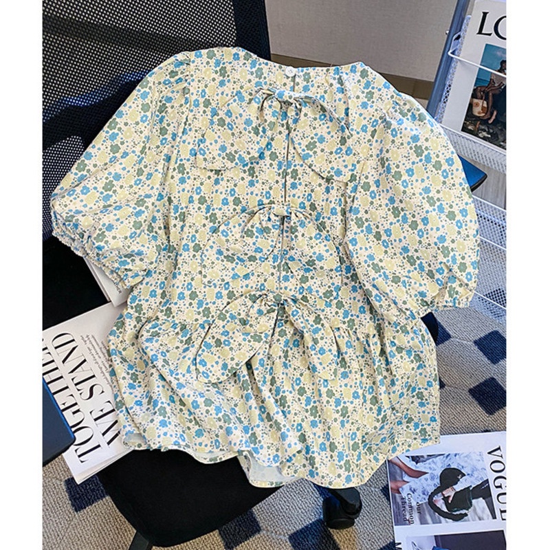 Áo Kiểu Tay Phồng In Họa Tiết Hoa Thời Trang Mùa Hè Hàng Mới Dành Cho Nữ