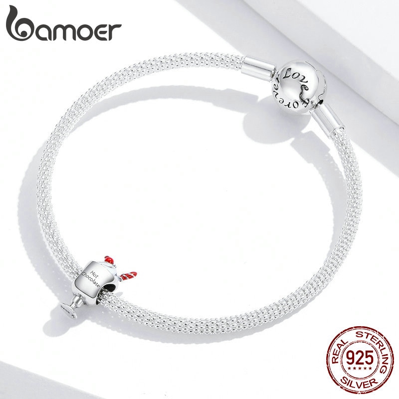 Mặt trang sức Bamoer scc1495 bằng bạc 925 thiết kế hình cốc sô cô la xinh xắn DIY