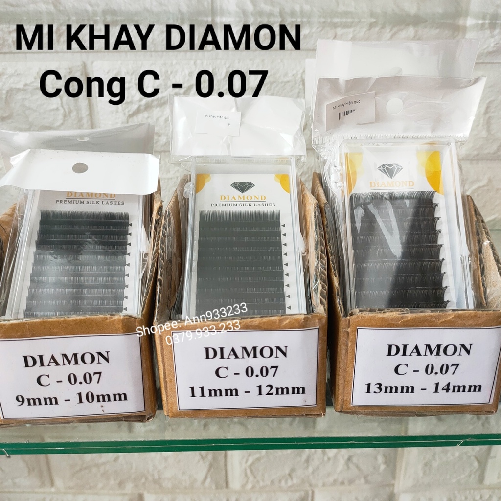 Mi khay Diamon cong C, độ dày 0.07 chất mi mềm dễ bắt keo, dùng để nối classic - Ann933233