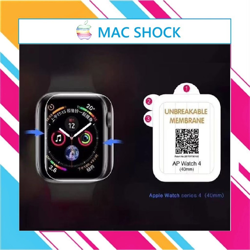 Miếng dán dẻo skin PPF Apple Watch phục hồi trầy xước size 38 40 42 44 41 45mm - MAC SHOCK