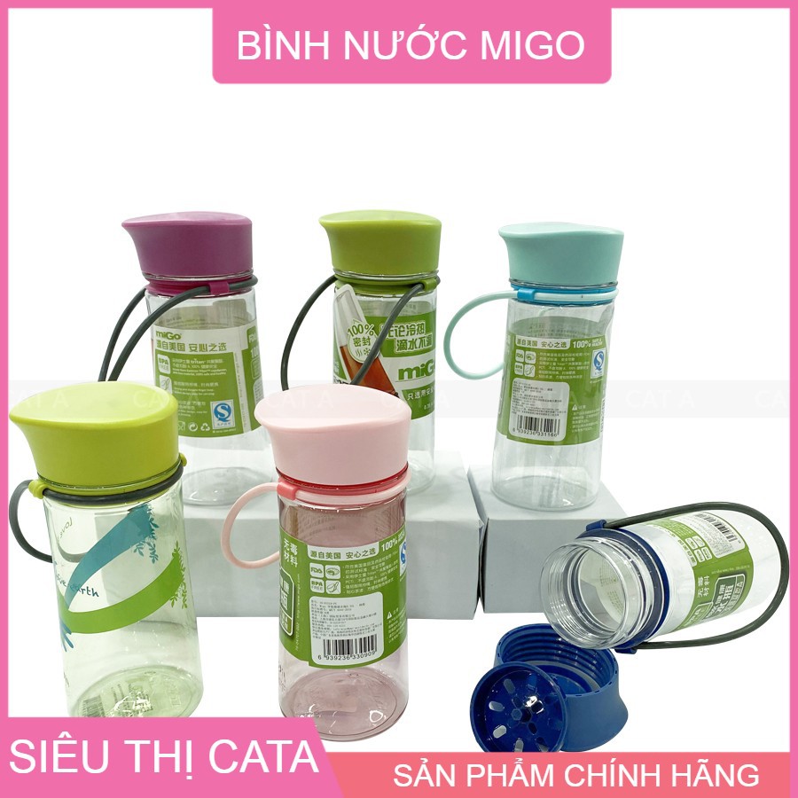 💥1519💥Bình đựng nước thương hiệu MIGO chất liệu BPA FREE - AN TOÀN CHO SỨC KHỎE [ Có quai xách tiện lợi ]