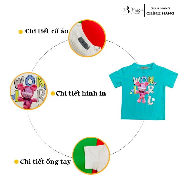 Áo Thun Ngắn Tay Cho Bé BB Kids In Hình Gấu Bông Hồng Chất Liệu Cotton 100% Co Giãn 4 Chiều